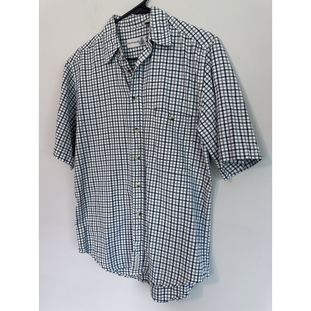 Fieldmaster SMALL 100% Cotton Lightweight Plaid Short Sleeve Button Front Shirt - Picture 3 of 13